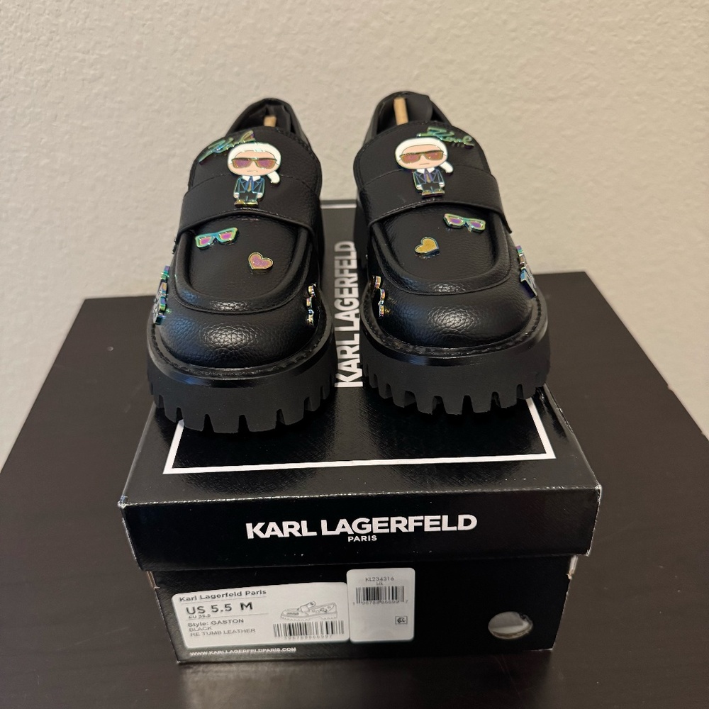 Karl Lagerfeld Paris Women's Gaston Loafer Size 5.5 Black